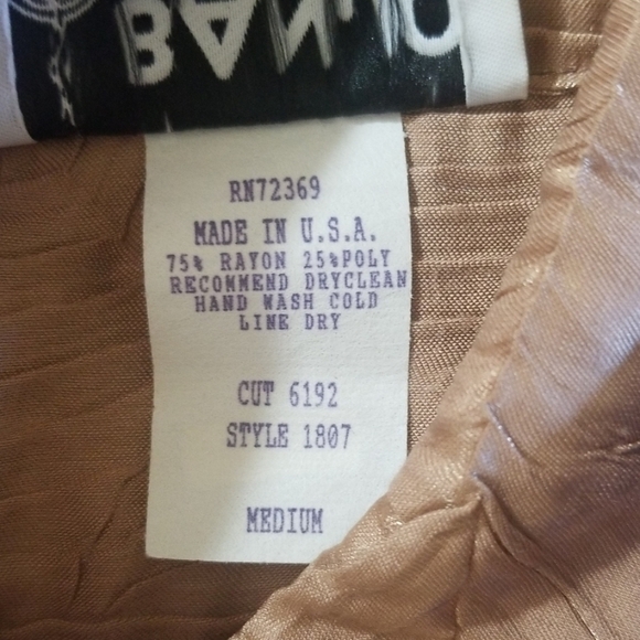 Vintage BANJO Women's Western Button-Up Shirt Sz M Tan Textured Coastal Cowgirl - Picture 8 of 8